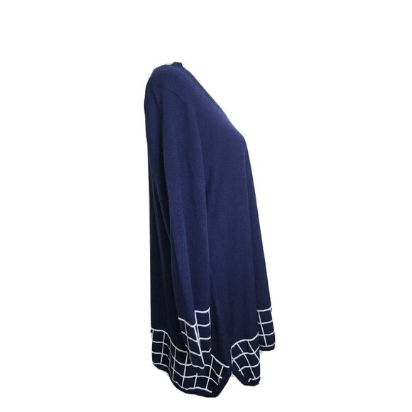 Pina Rossi Navy & White Pullover Long Sleeve Sweater, Size 3X - Picture 3 of 7